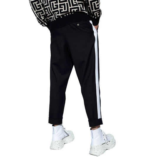 Black Cotton Men Trousers