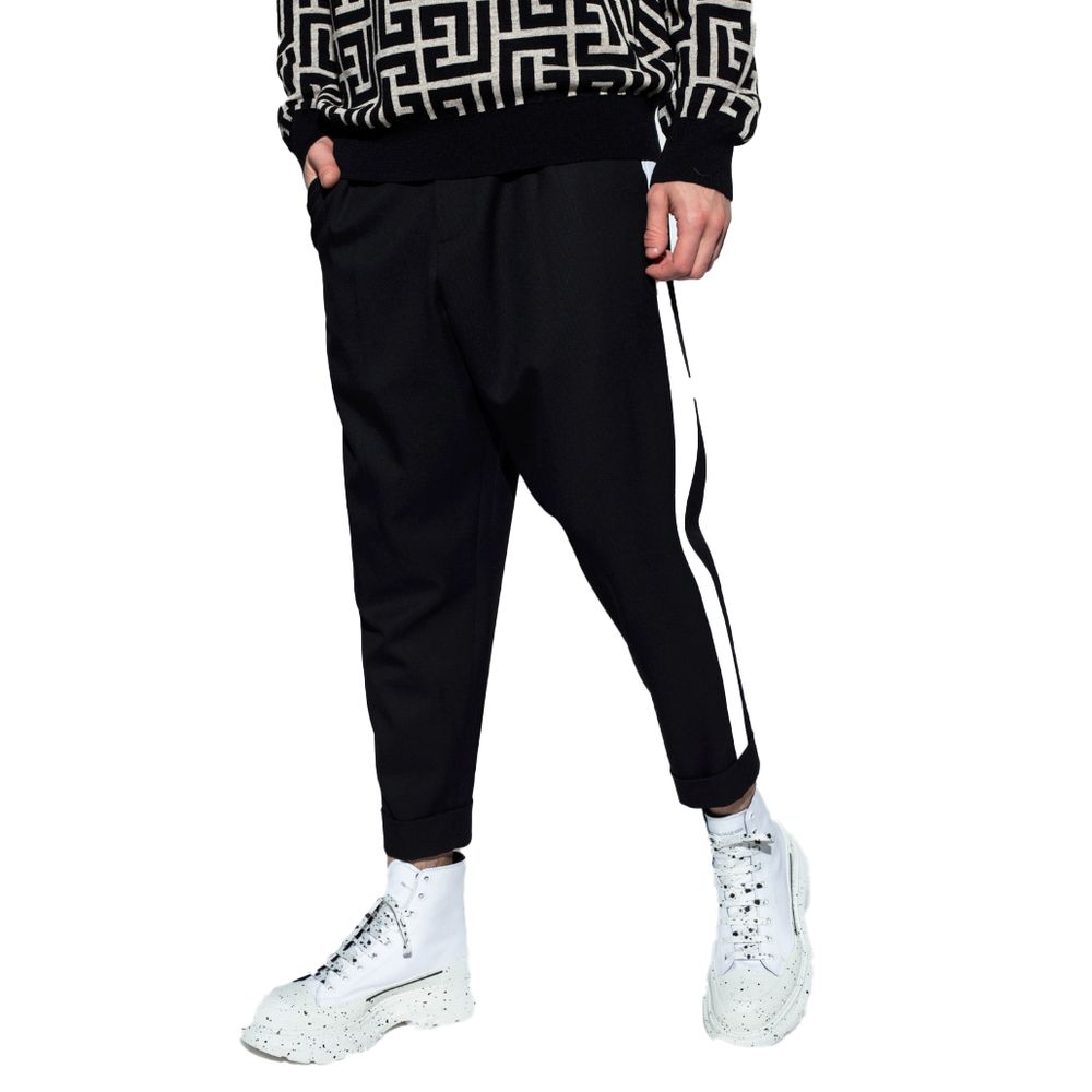 Black Cotton Men Trousers