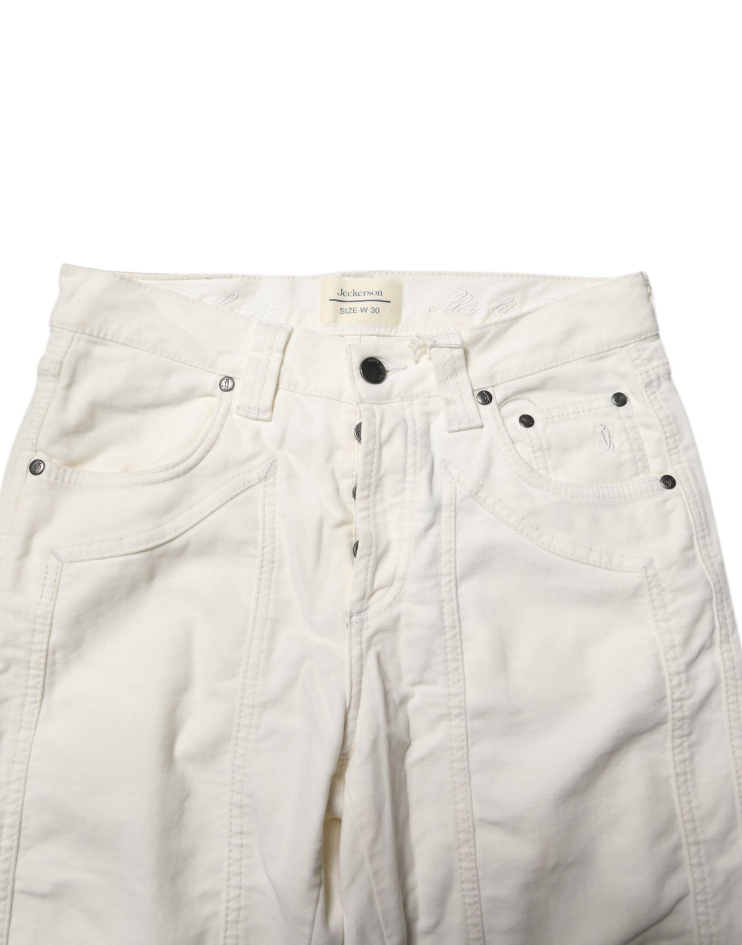 White Cotton Stretch Straight Fit Men Denim Jeans