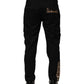 Black Cotton Cargo Casual Pants