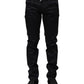 Black Cotton Skinny Mid Waist Pants