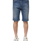Blue Cotton Stretch Men Denim Bermuda Shorts