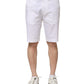 White Cotton Stretch Men Denim Bermuda Shorts