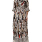 Multicolor Animal Print Silk Ascot Maxi Dress
