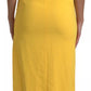 Yellow One Shoulder Slit Sheath Midi Dress