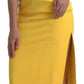 Yellow One Shoulder Slit Sheath Midi Dress