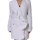White Polyester Long Sleeves Ruffled Wrap Jacket