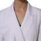 White Polyester Long Sleeves Ruffled Wrap Jacket