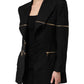 Black Wool Zipper Detailing Blazer Jacket