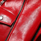 Red Lambskin Full Zipper Jacket