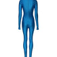 Blue Nylon Turtleneck Bodycon Jumpsuit Dress