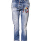 Blue Washed Cotton Mid Waist Skinny Denim Jeans