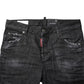 Black Washed Cotton Mid Waist Skinny Jeans
