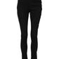 Black Cotton Skinny Mid Waisted Denim Jeans