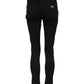 Black Cotton Skinny Mid Waisted Denim Jeans