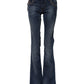 Blue Cotton Mid Waist Wide Leg Denim Jeans