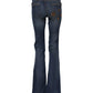 Blue Cotton Mid Waist Wide Leg Denim Jeans