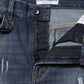 Blue Washed Cotton High Waisted Denim Jeans