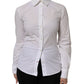 White Cotton Collared Long Sleeves Top Shirt
