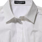 White Cotton Collared Long Sleeves Top Shirt