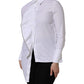 White Cotton Collared Long Sleeves Ruffle Top Shirt