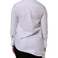White Cotton Collared Long Sleeves Ruffle Top Shirt