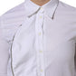 White Cotton Collared Long Sleeves Ruffle Top Shirt
