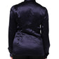 Dark Purple Silk Ascot Collared Blouse Top