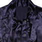 Dark Purple Silk Ascot Collared Blouse Top
