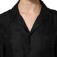 Black Silk DG Embroidery Long Sleeves Top