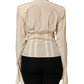 Light Yellow Silk Ascot Collared Blouse Top