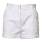 White Cotton Mid Waist Women Bermuda Shorts