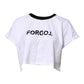 White Graphic Print Crew Neck Cropped T-shirt