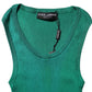 Green Silk Sleeveless Round Neck Tank Top