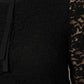 Black Nylon Lace Long Sleeve Blouse Top