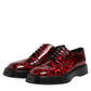 Red Leopard Derby Formal Men Dress Shoes