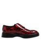 Red Leopard Derby Formal Men Dress Shoes