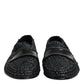 Black Woven Leather Slip On Loafers Men Shoes