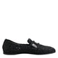 Black Woven Leather Slip On Loafers Men Shoes
