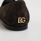 Brown Velvet Leather Slip On Loafers Shoes