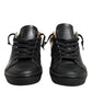 Black Gold Lace Up Low Top Women Sneakers Shoes