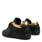 Black Gold Lace Up Low Top Women Sneakers Shoes