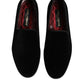 Black Velvet Slip On Loafers Formal Shoes