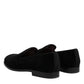 Black Velvet Slip On Loafers Formal Shoes