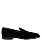 Black Velvet Slip On Loafers Formal Shoes