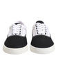 Black Cotton Canvas Lace Up Men Sneakers Shoes