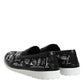 Black Slip On Printed Men Loafers Shoes