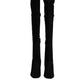 Black Suede Leather Knee High Boots Shoes