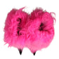 Pink Faux Fur Leather High Heels Boots Shoes