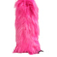 Pink Faux Fur Leather High Heels Boots Shoes
